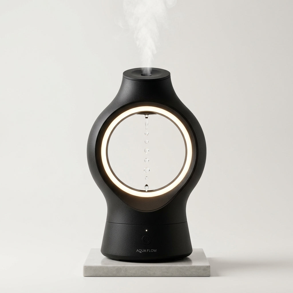 Anti-Gravity Humidifier - Studio Hero Shot with Floating Droplets